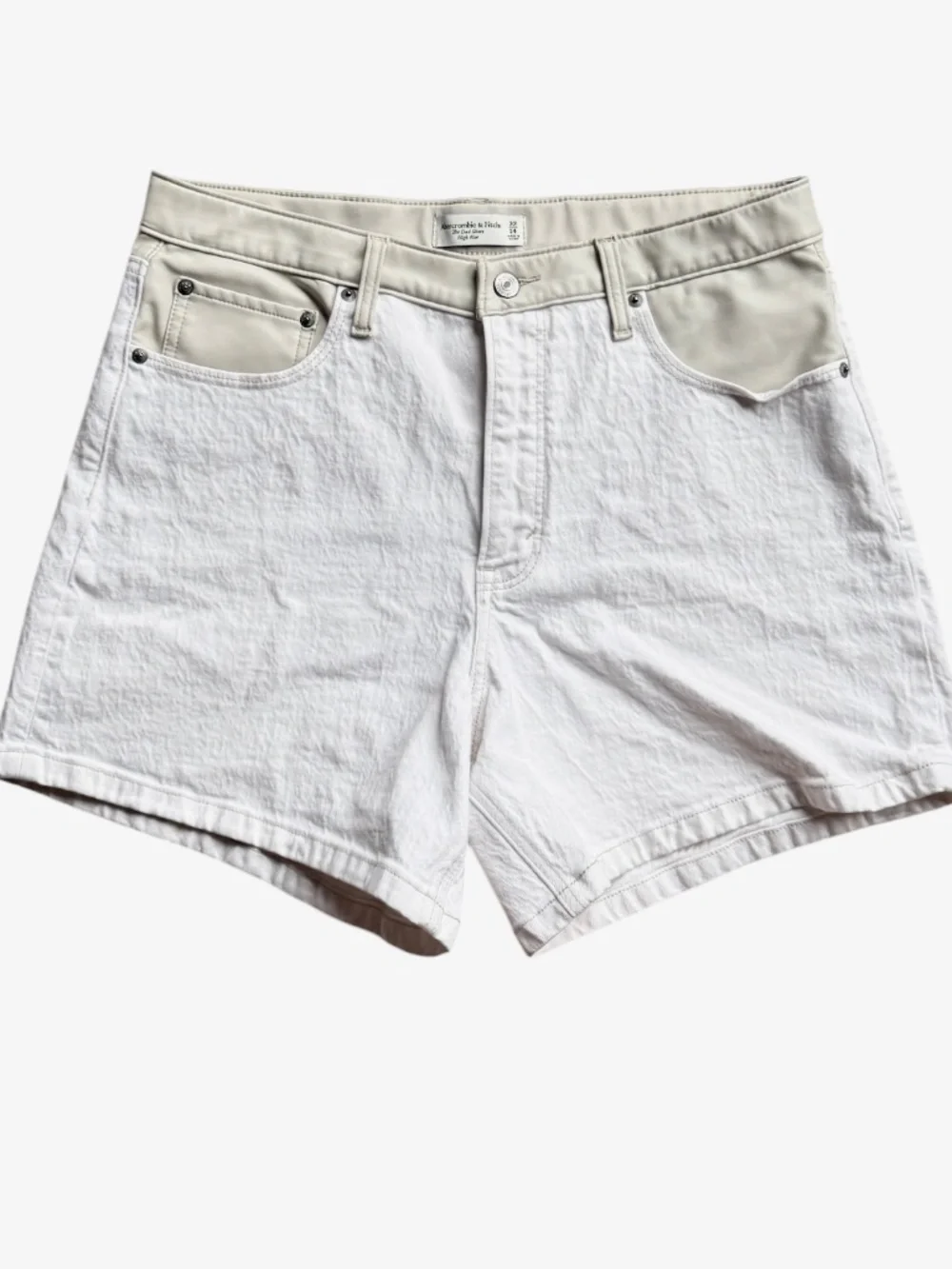 A&F Faux Leather and Denim High Rise Dad Shorts‎ Sz 32